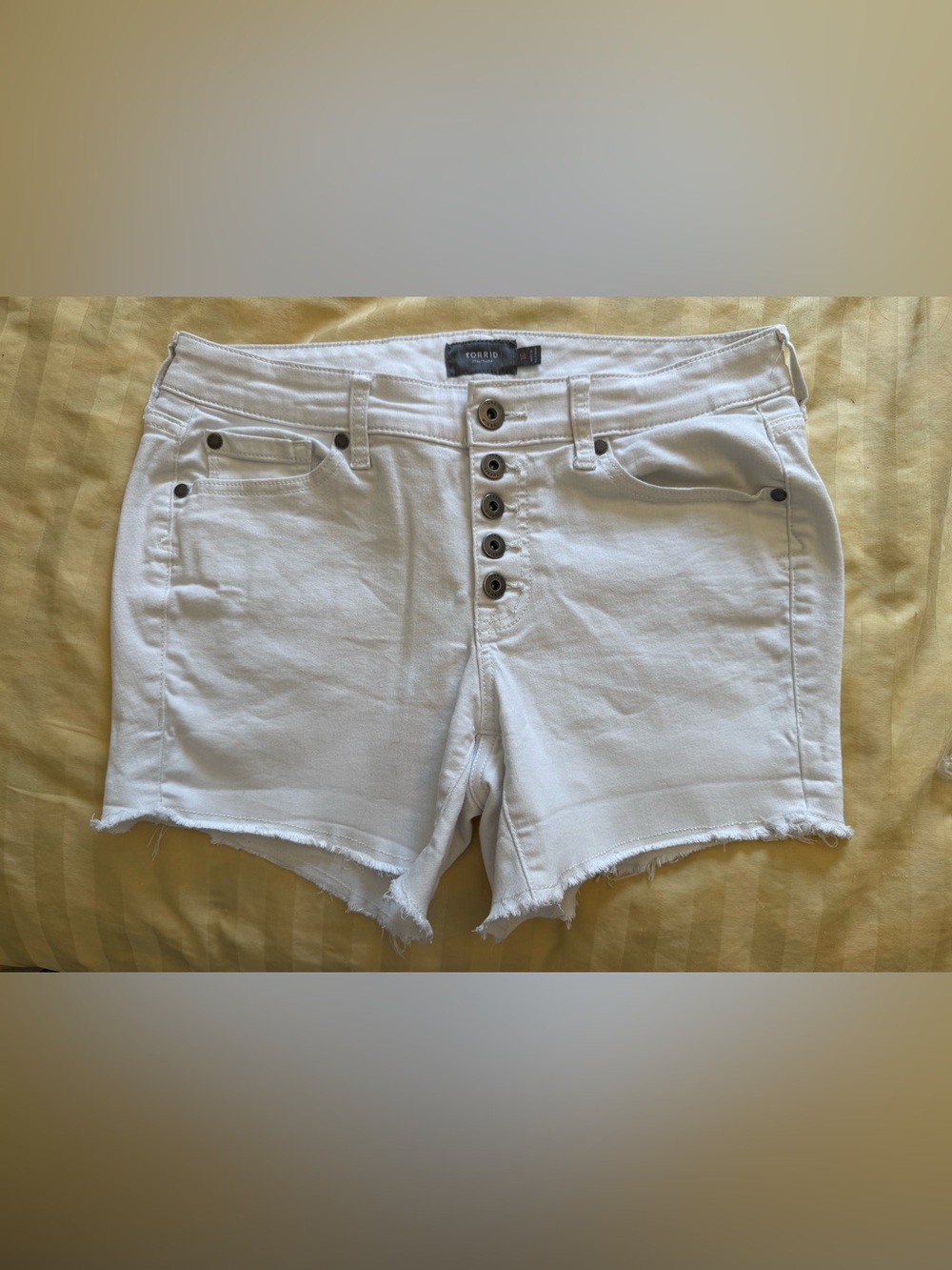 torrid White High-Rise Button-Fly Frayed Denim Shorts